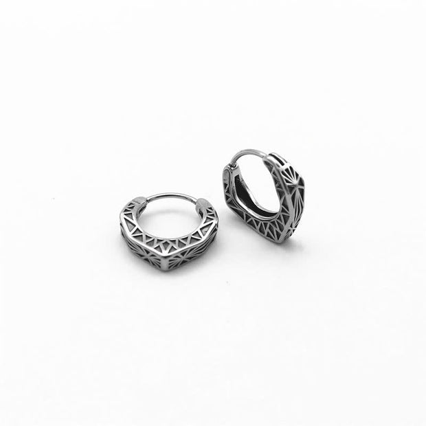 Buddha Stones Viking Hoop Titanium Steel Balance Earrings Earrings BS Silver