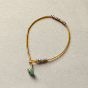 Buddha Stones Tibetan Handmade Green Aventurine Luck Protection Braided Rope Bracelet Bracelet BS Yellow(Wrist Circumference 14-16cm)