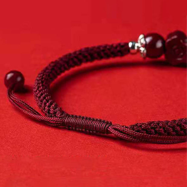 Buddha Stones Handcrafted PiXiu Cinnabar Wealth Luck Braided Bracelet Bracelet BS 21