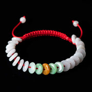Buddha Stones Round Jade Lucky Red String Weave Bracelet Bracelet BS 13