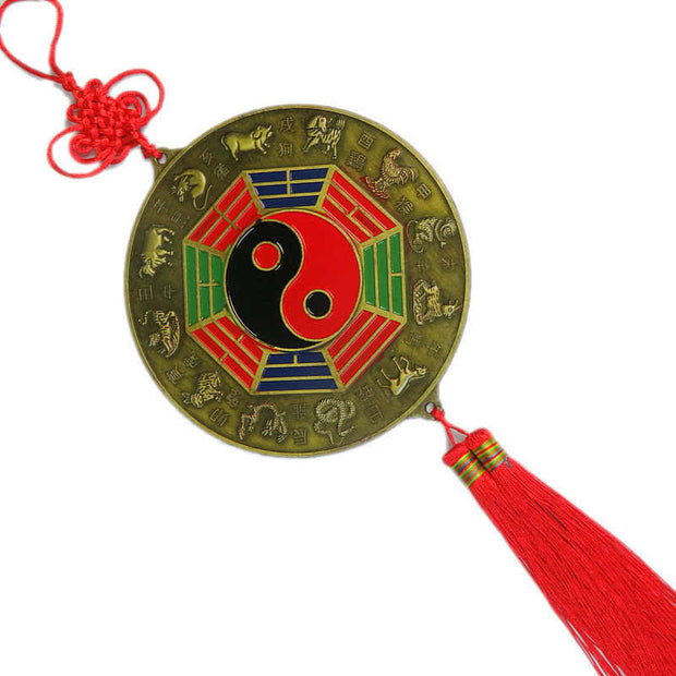 Buddha Stones Feng Shui Bagua Map Chinese Knotting Harmony Energy Map Mirror Bagua Map BS 15.8CM Round Bagua Map