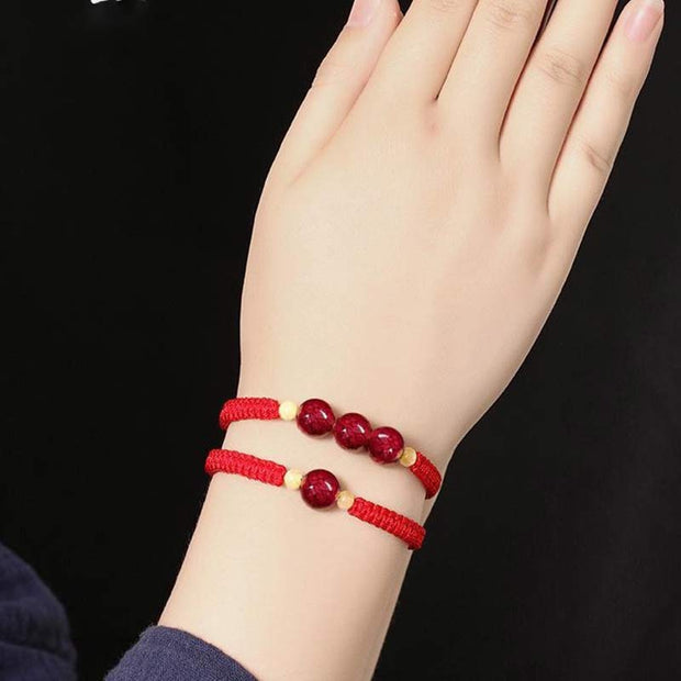 Buddha Stones Cinnabar Blessing Red String Bracelet For Kids Bracelet BS 6