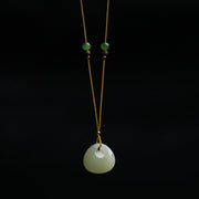 Buddha Stones Natural Hetian Jade Small Bag Pattern Prosperity String Necklace Pendant Necklaces & Pendants BS Hetian Jade 22.5*20.3*10.5mm