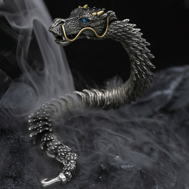 Buddha Stones Nordic Dragon Handmade Amulet Luck Protection Chain Bracelet Bracelet Bangle BS 2