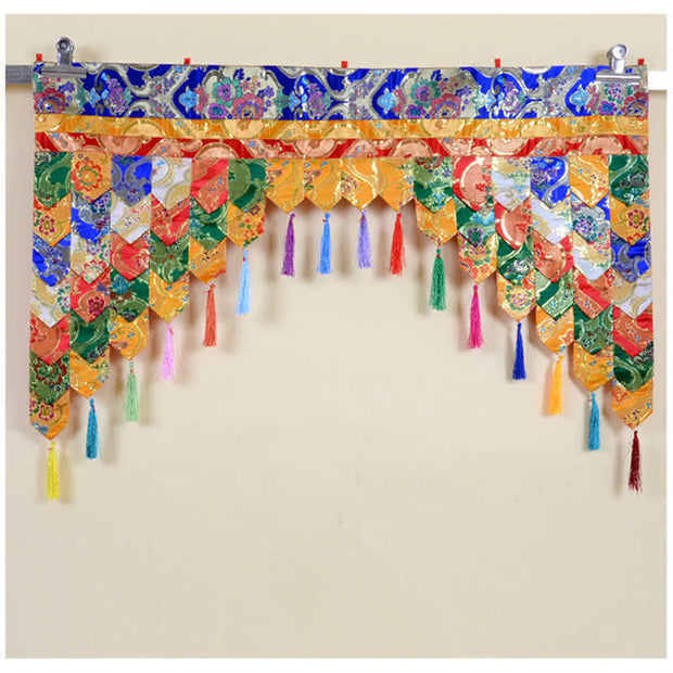 Buddha Stones Tibetan Five Colors Hanging Curtain Prayer Altar Healing Meditation Curtain Prayer Altar BS 10