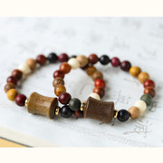 Buddha Stones Tibet Multicolored Sandalwood Om Mani Padme Hum Protection Bracelet Bracelet BS 11