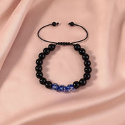Buddha Stones Black Obsidian Luminous Glowstone Strength Bracelet Bracelet BS Blue
