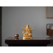 Buddha Stones Four-armed Manjusri Bodhisattva Gold Figurine Compassion Serenity Copper Statue Home Decoration Decorations BS 8