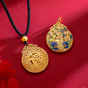 Buddha Stones Phoenix Fu Character Luck Protection Necklace Pendant Necklaces & Pendants BS 2