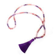 Buddha Stones 108 Mala Beads Amethyst Rose Quartz Spiritual Healing Tassel Bracelet Mala Bracelet BS Necklace