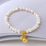 Buddha Stones 18K Gold Natural Pearl Lotus Flower Pod Wisdom Charm Bracelet Bracelet BS 2