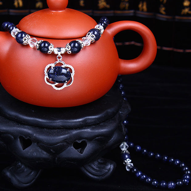 Buddha Stones Blue Sandstone Wealth Gemstone Bracelet Necklace Bracelet Necklaces & Pendants BS 5