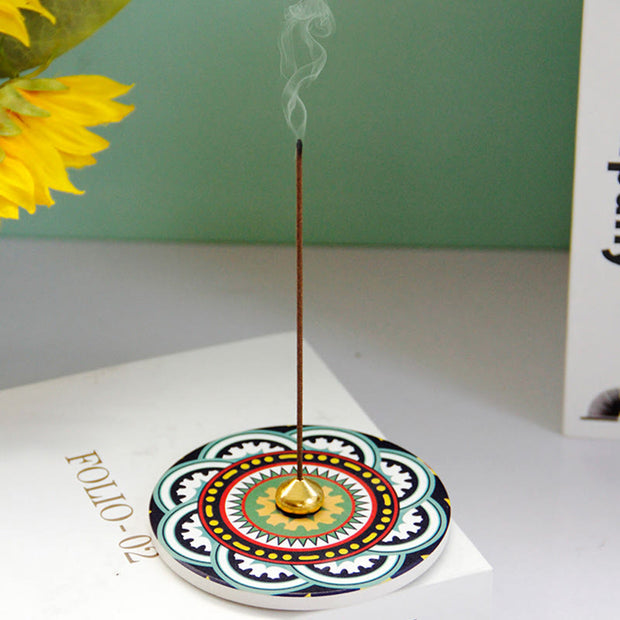 Buddha Stones Colorful Pattern Ceramic Blessing Stick Incense Burner Incense Burner BS 15