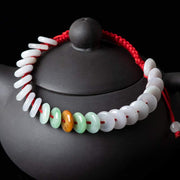 Buddha Stones Round Jade Lucky Red String Weave Bracelet Bracelet BS 10