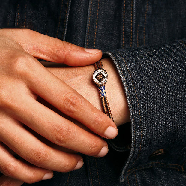 Buddha Stones  925 Sterling Silver Handmade Button Protection Weave String Bracelet Bracelet BS 9
