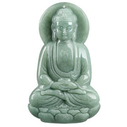 Buddha Stones Amitabha Buddha Jade Amulet Compassion String Necklace Necklaces & Pendants BS 7