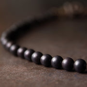 Buddha Stones Ebony Wood Dzi Bead Copper Protection Couple Bracelet Bracelet BS 6