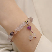 Buddha Stones Natural Purple Golden Silk Jade Violet Flower Bead Charm Wealth Bracelet Bracelet BS 9