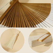 Buddha Stones Bird Flowers Orchid Handheld Paper Bamboo Folding Fan