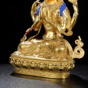Buddha Stones Chenrezig Four-armed Avalokitesvara Protection Copper Gold Plated Statue Decoration Decorations BS 10