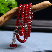 Buddha Stones Amethyst Red Agate Black Onyx Bead Calm Bracelet Mala Mala Bracelet BS 8