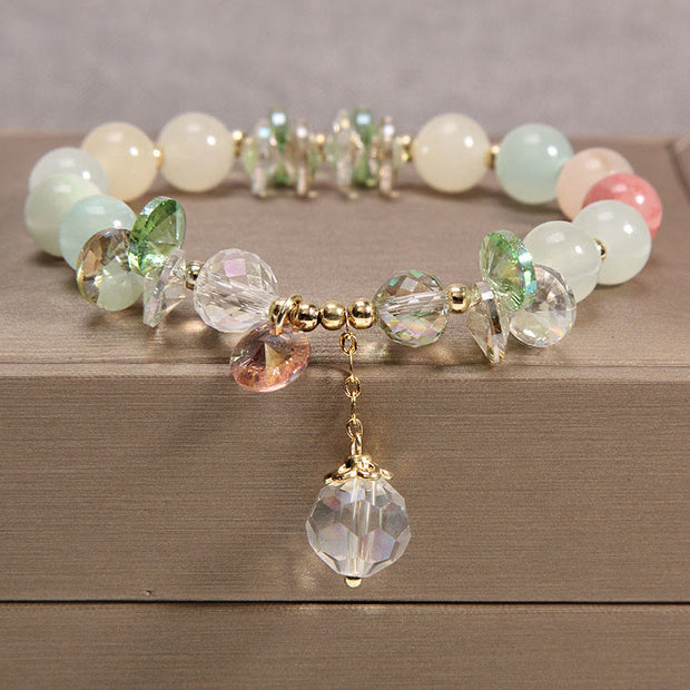 Buddha Stones Cat's Eye Pink Crystal Peace Charm Bracelet Bracelet BS 7
