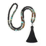 Buddha Stones 108 Mala Beads Natural Stone Tiger Eye Turquoise Protection Strength Bracelet Necklace Bracelet Necklaces & Pendants BS 8