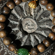 Buddha Stones 999 Gold Brunei Agarwood Cyan Jade Lotus Flower Peace Strength Bracelet Bracelet BS 10