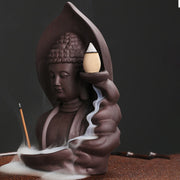 Buddha Stones Tibetan Avalokitesvara Buddha Lotus Healing Backflow Smoke Fountain Incense Burner Incense Burner BS 9