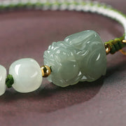 Buddha Stones Natural Hetian Jade PiXiu Luck Fu Character String Bracelet Bracelet BS 2