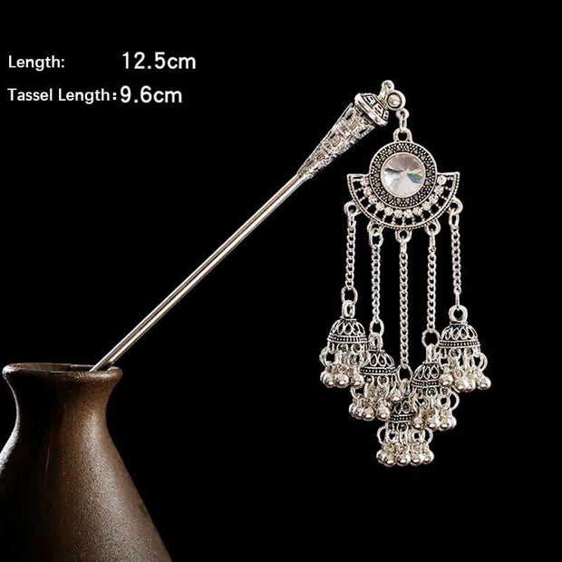 Buddha Stones Water Drop Lily of the Valley Flowers Tassels Confidence Hairpin