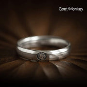 Buddha Stones 925 Sterling Silver Chinese Zodiac Natal Buddha Blessing Couple Ring Rings BS Goat/Monkey Women