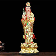Buddha Stones Chenrezig Bodhisattva Avalokitesvara Figurine Harmony Resin Statue Home Decoration Decorations BS Gold