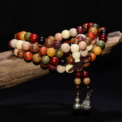 Buddha Stones  108 Beads Wenge Wood Mala Blessing Meditation Bracelet Mala Bracelet BS 15mm