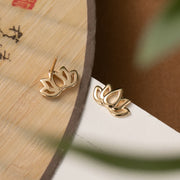 Buddha Stones 925 Sterling Silver Lotus Flower Blessing Earrings Earrings BS 4