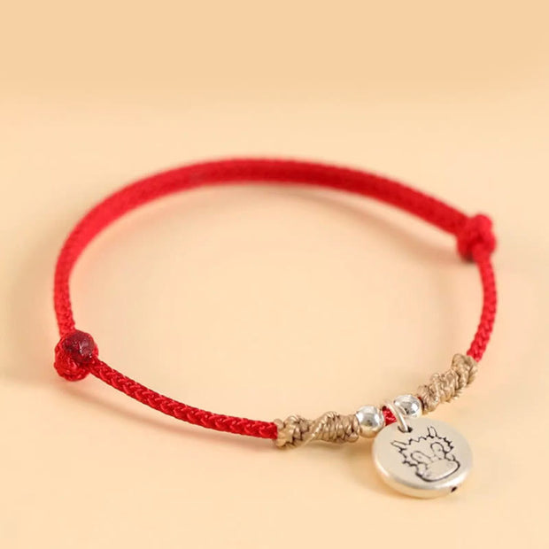 Buddha Stones Handmade 999 Sterling Silver Year of the Dragon Cute Chinese Zodiac Luck Braided Bracelet Bracelet BS 2