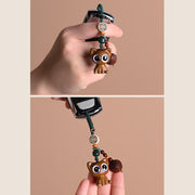 Buddha Stones Green Sandalwood Lucky Cat Koi Fish Cure Key Chain Phone Hanging Decoration