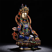 Buddha Stones Yellow Jambhala Bodhisattva Figurine Serenity Copper Statue Home Decoration Decorations BS 1