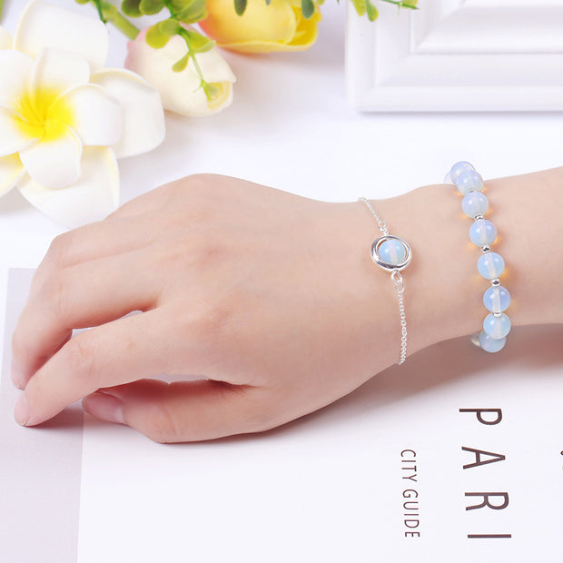 Buddha Stones Sun Stone Strawberry Quartz Crystal Positive Bracelet Bracelet BS Opal