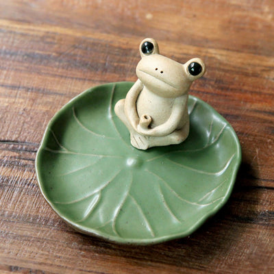 Handmade Ceramic Stick Frog Incense Burner Decoration