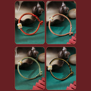 Buddha Stones 999 Gold Hetian White Jade Om Mani Padme Hum Fu Character Luck Braided Bracelet Bracelet BS 16