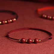 Buddha Stones Natural Lucky Cinnabar Bead Blessing String Bracelet Anklet