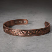 Buddha Stones Floral Magnetic Copper Adjustable Cuff Bracelet Bangle Bracelet Bangle BS main