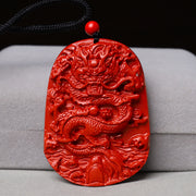 Buddha Stones Year of the Dragon Natural Cinnabar Luck Protection Necklace Pendant Necklaces & Pendants BS 5
