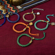 Buddha Stones Tibetan Handmade Luck Thangka Prayer Wheel Charm Weave String Bracelet Bracelet BS 24