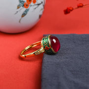 925 Sterling Silver Red Corundum Courage Ring (Extra 30% Off | USE CODE: FS30) Rings BS 4