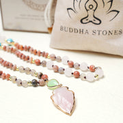 Buddha Stones Natural Rose Quartz Crystal Stone Healing Arrowhead Necklace Pendant Necklaces & Pendants BS 4