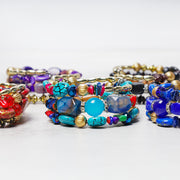 Buddha Stones Multilayer Irregular Turquoise Agate Beads Blessing Bracelet Bracelet BS 6