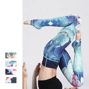 Buddha Stones Lotus Flower Print Design Pants Sports Fitness Yoga Leggings Women's Yoga Pants