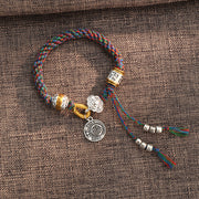 Buddha Stones Handmade Tibetan Om Mani Padme Hum Fu Character Luck Fortune Braided Bracelet